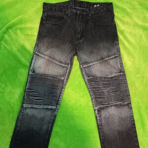Eight 732 Men's Classic Straight Jeans Black Pockets Whiskered Cotton 32 x 32